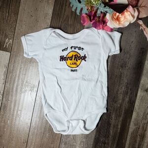 Hard Rock Cafe Paris White Cotton Baby Onesie Size 18m EUC